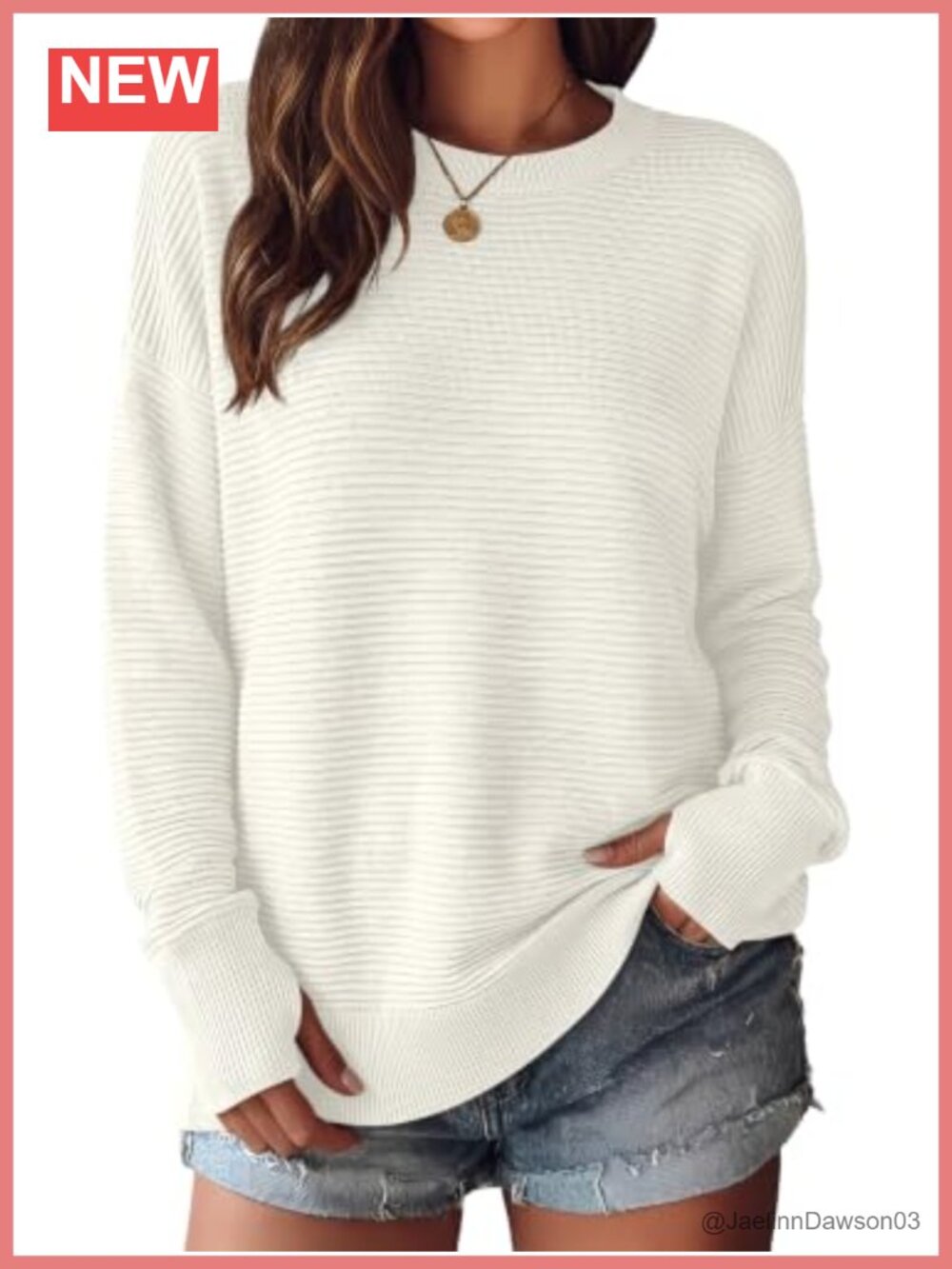 Ribbed Knit Crew Neck Pullover Sweater with Thumb Holes Long Sleeve